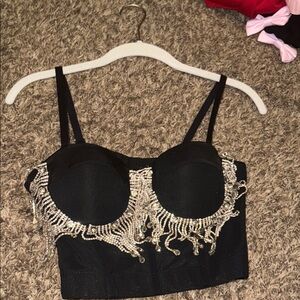 Papaya Black and Silver Embellished Top